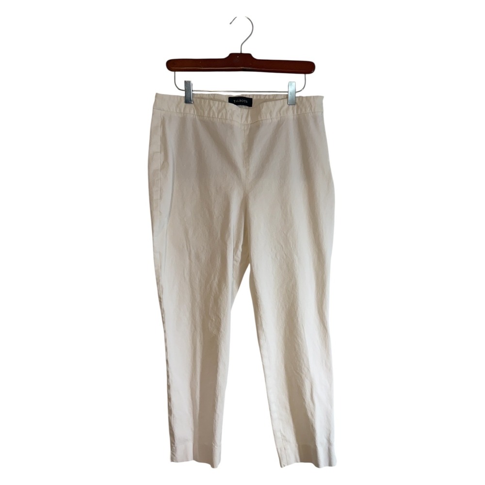 Talbots Chino Pants White 12 Womens‎ Casual Stretch Ankle Trousers
